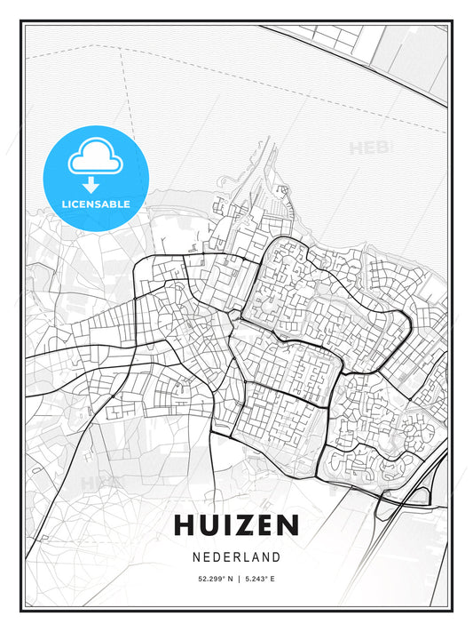 Huizen, Netherlands, Modern Print Template in Various Formats - HEBSTREITS Sketches