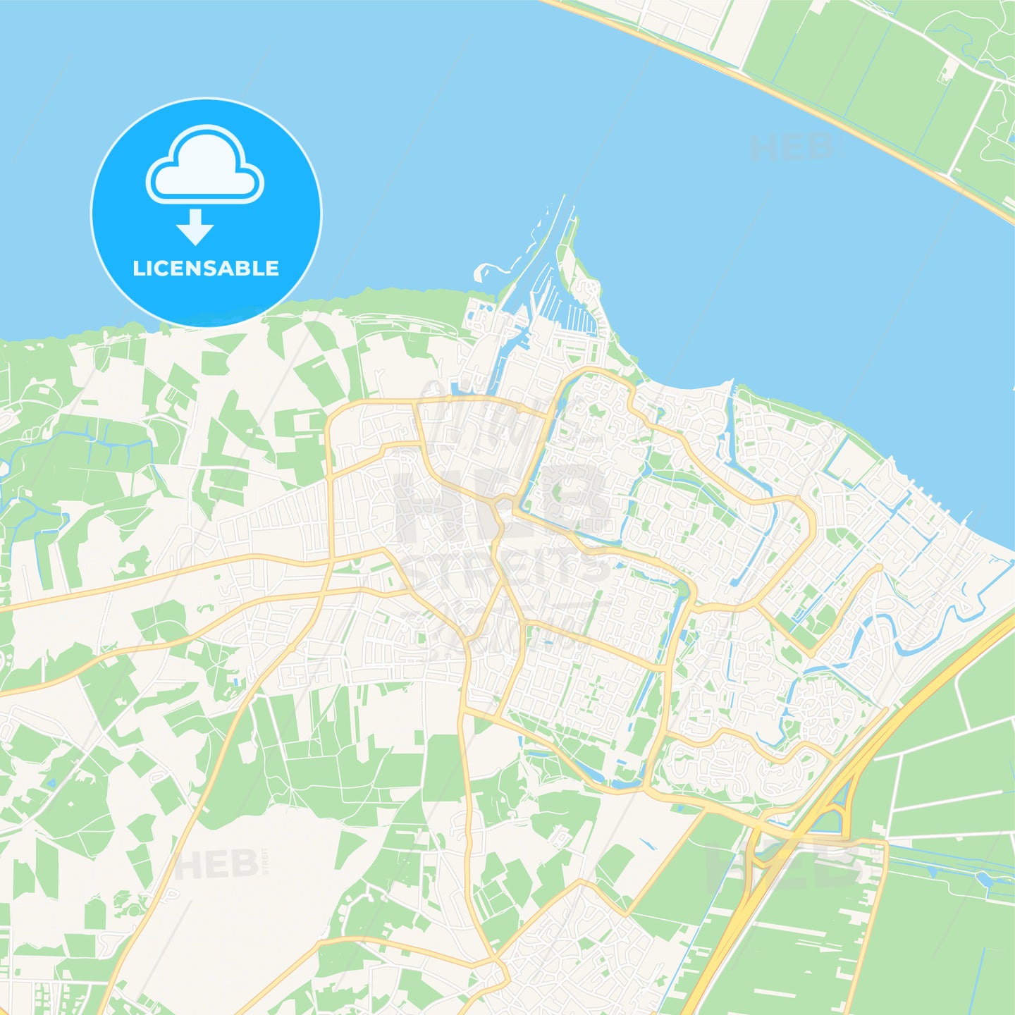 Huizen, Netherlands Vector Map - Classic Colors