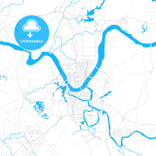 Huizhou, China PDF vector map with water in focus