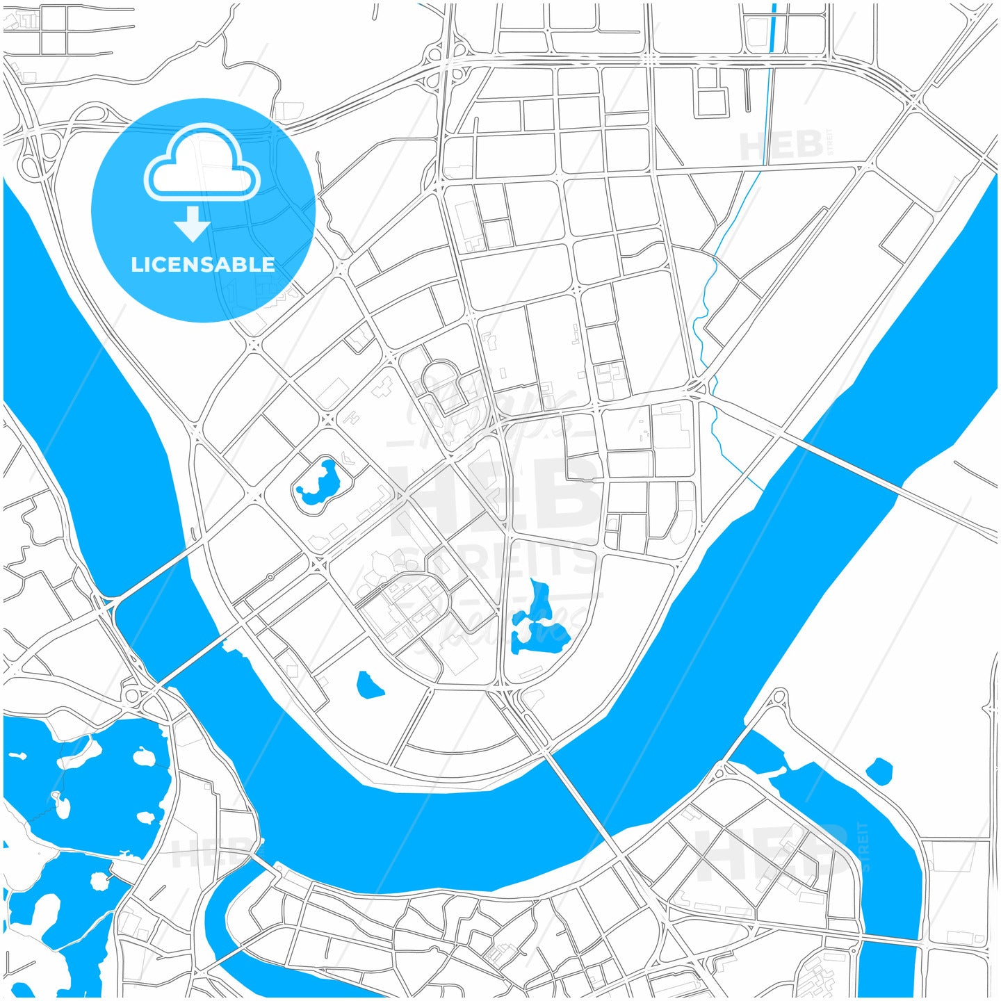 Huizhou, Guangdong, China, city map with high quality roads.