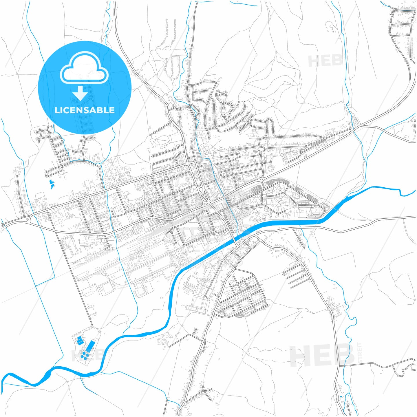 Humenné, Prešov Region, Slovakia, city map with high quality roads.