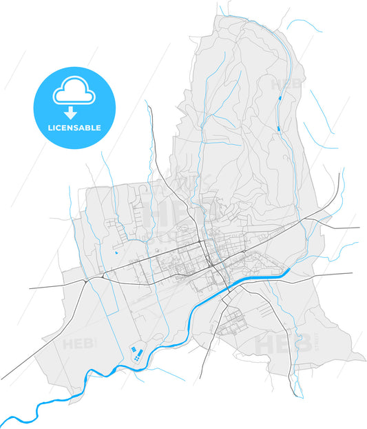 Humenné, Prešov Region, Slovakia, high quality vector map