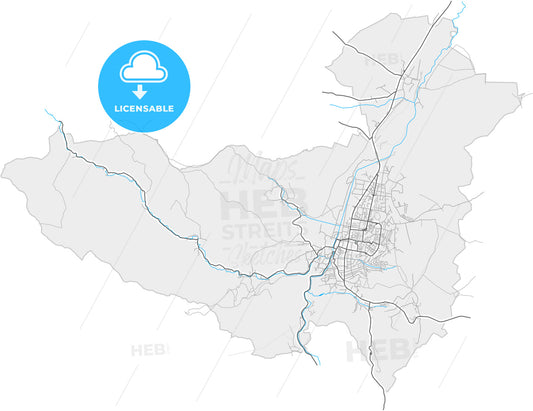 Hunedoara, Hunedoara, Romania, high quality vector map