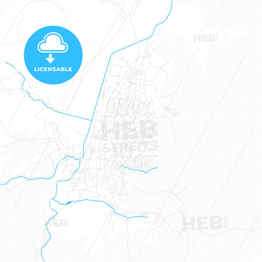 Hunedoara, Romania PDF vector map with water in focus