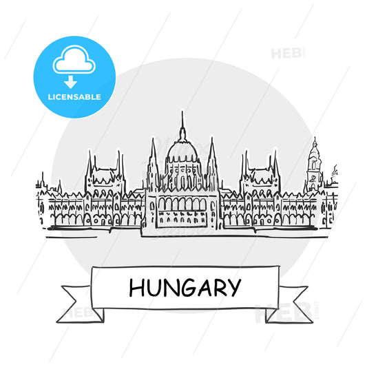 Hungary hand-drawn urban vector sign – instant download
