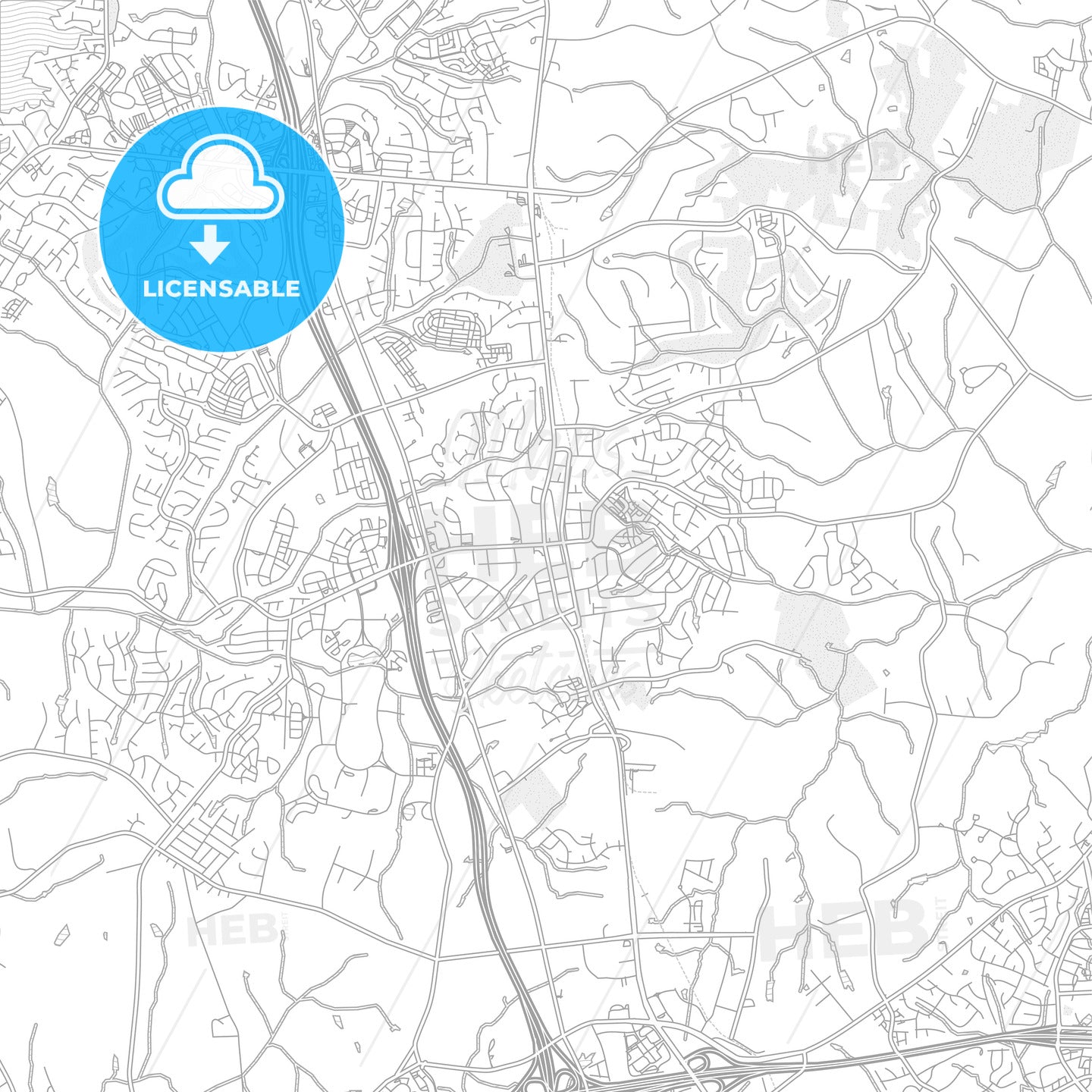 Huntersville, North Carolina, USA, bright outlined vector map