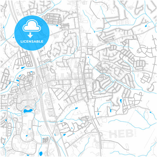 Huntersville, North Carolina, United States, city map with high quality roads.