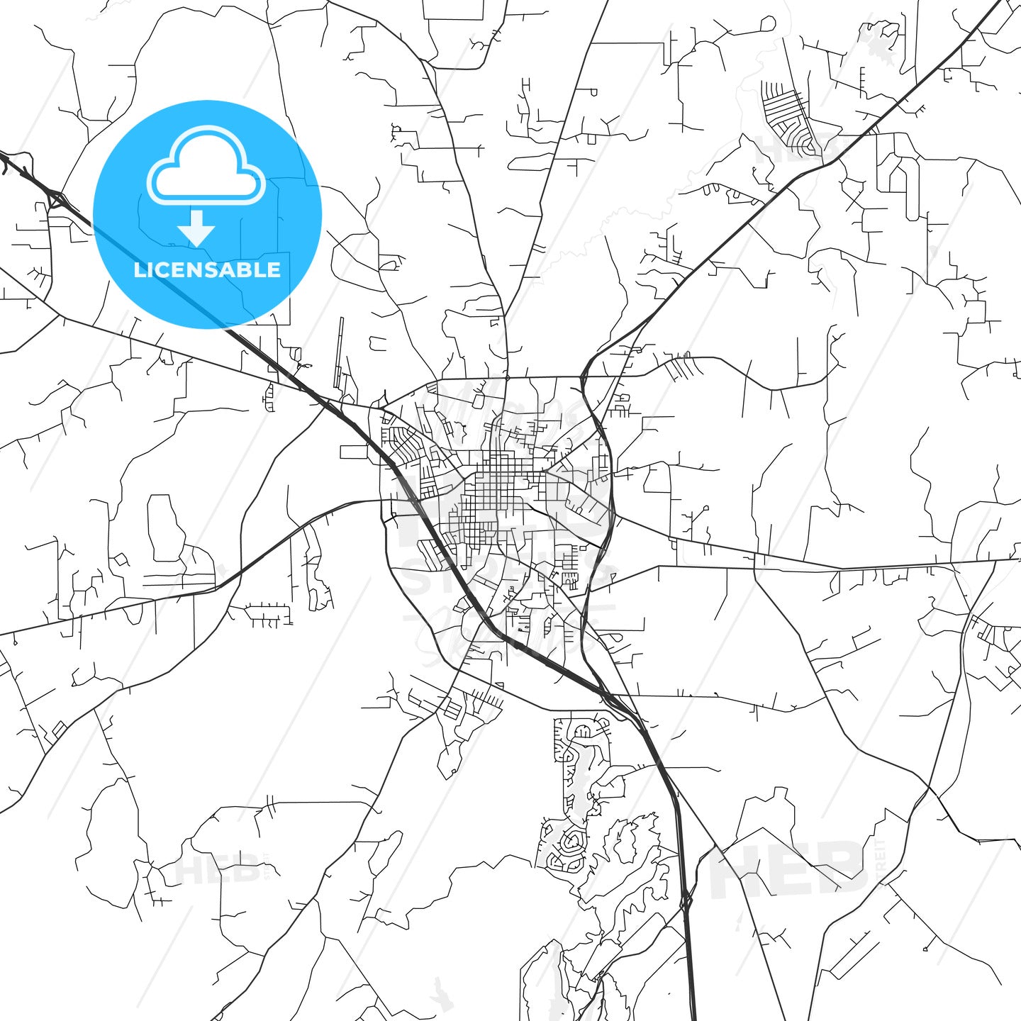 Huntsville, Texas - Area Map - Light