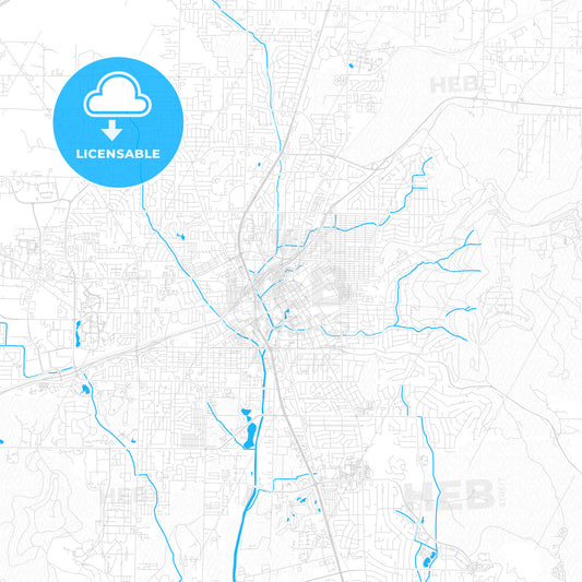 Huntsville, Alabama, United States, PDF vector map with water in focus