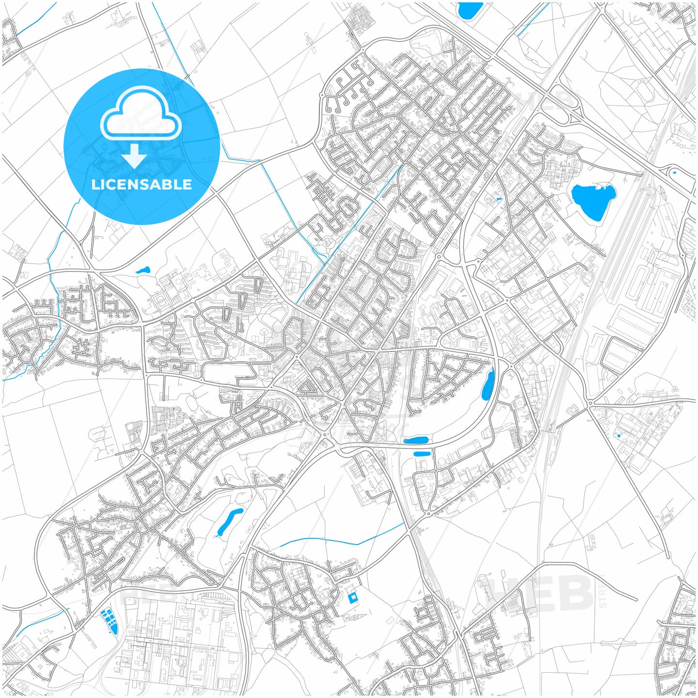 Hurth, North Rhine-Westphalia, Germany, city map with high quality roads.