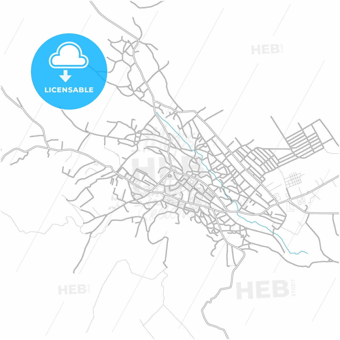 Huși, Vaslui, Romania, city map with high quality roads.