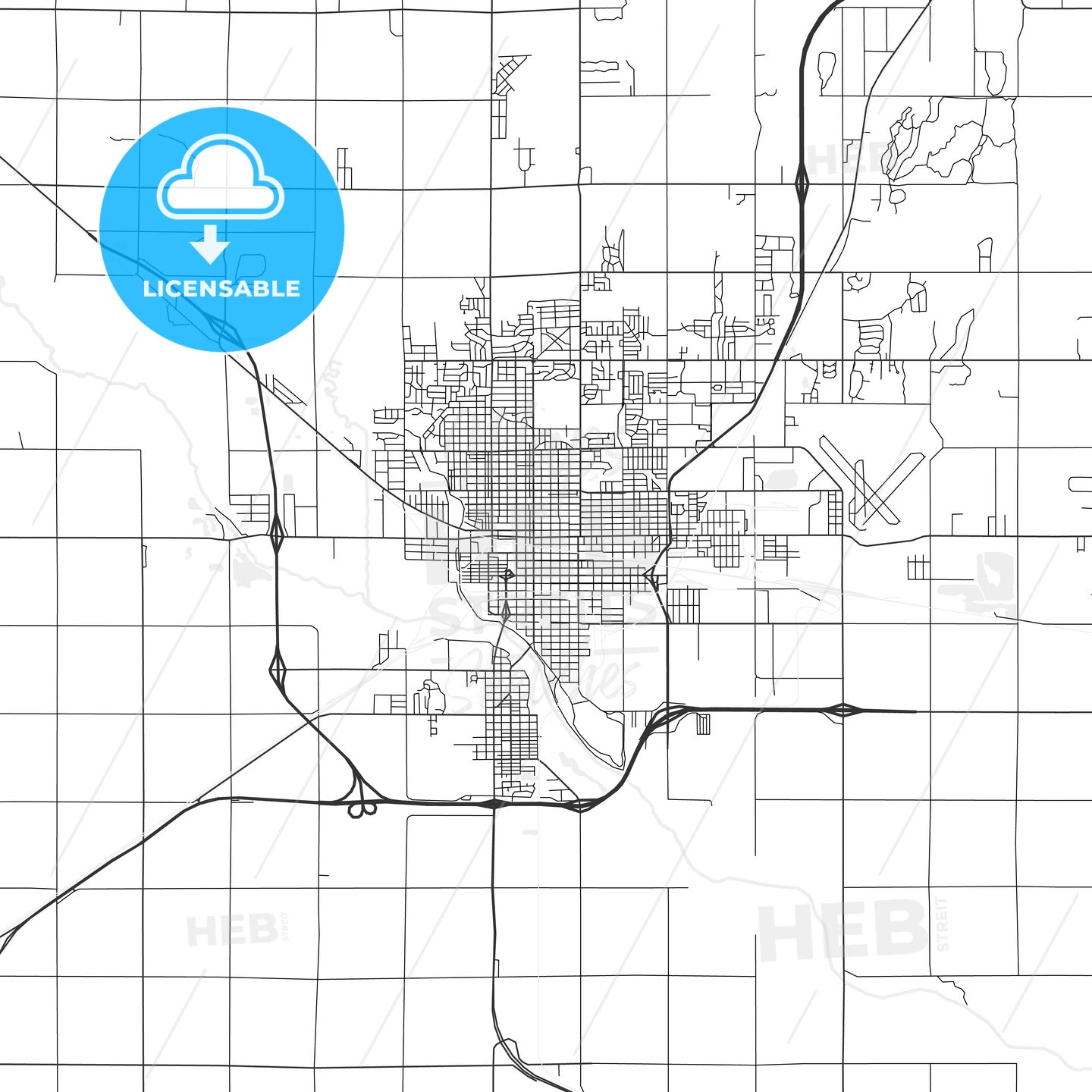 Hutchinson, Kansas - Area Map - Light