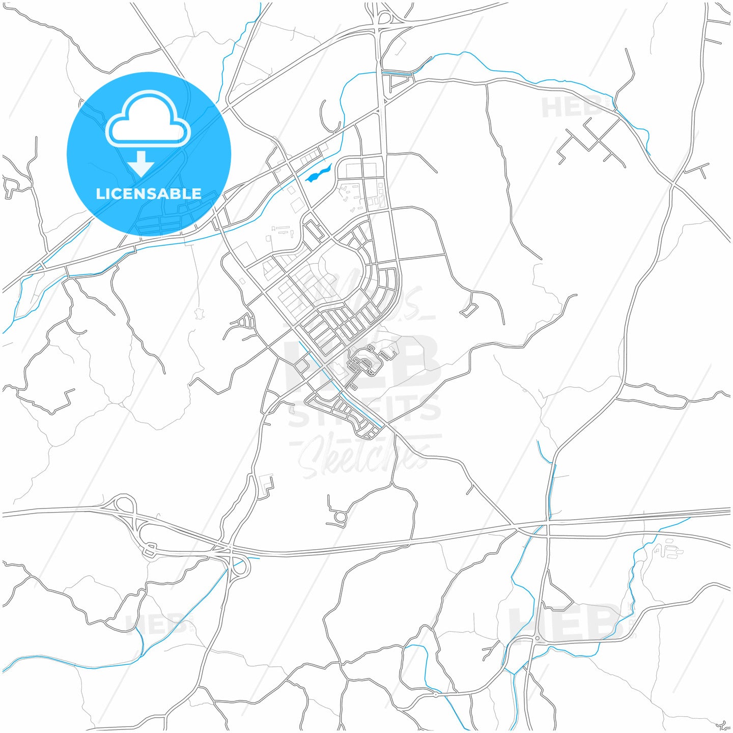 Hwaseong, Gyeonggi, South Korea, city map with high quality roads.