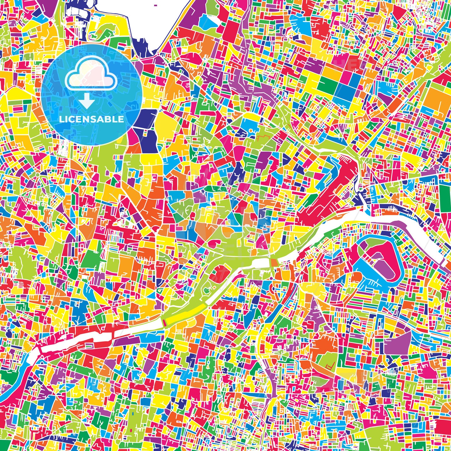 Hyderabad, India, colorful vector map