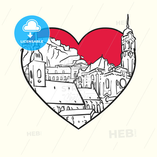 I love Bratislava. Red heart and famous buildings – instant download