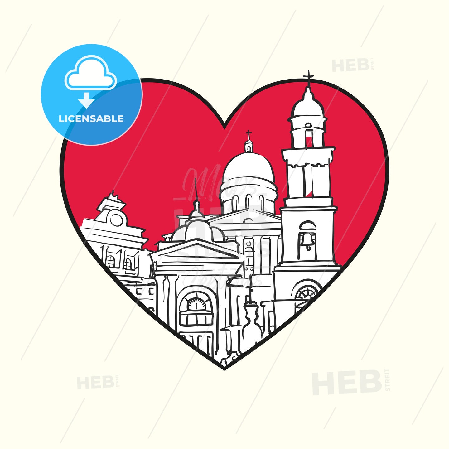 I love Chisinau. Red heart and famous buildings – instant download