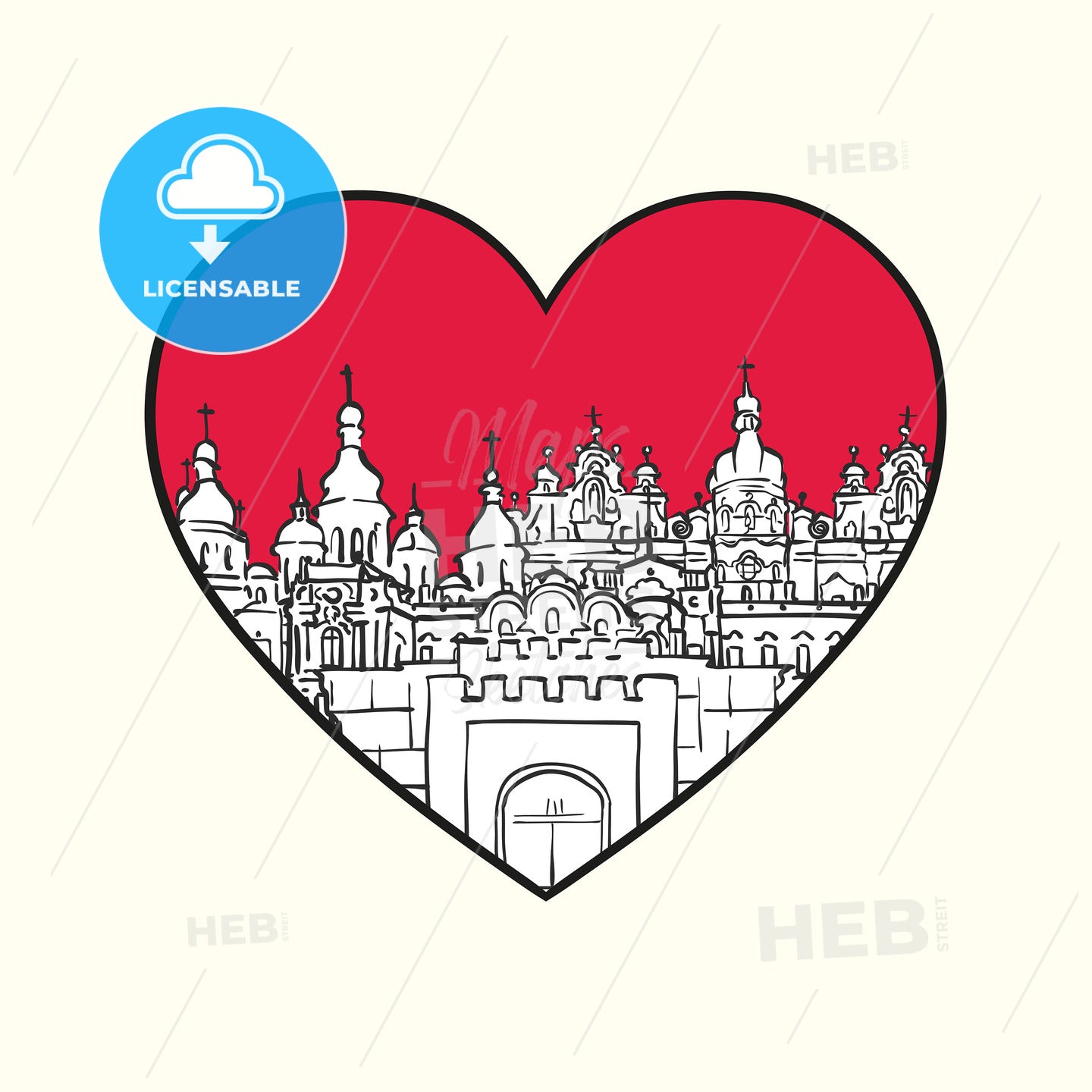 I love Kiev. Red heart and famous buildings – instant download