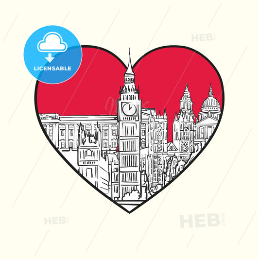 I love London. Red heart and famous buildings – instant download