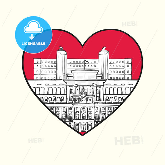 I love Madrid. Red heart and famous buildings – instant download