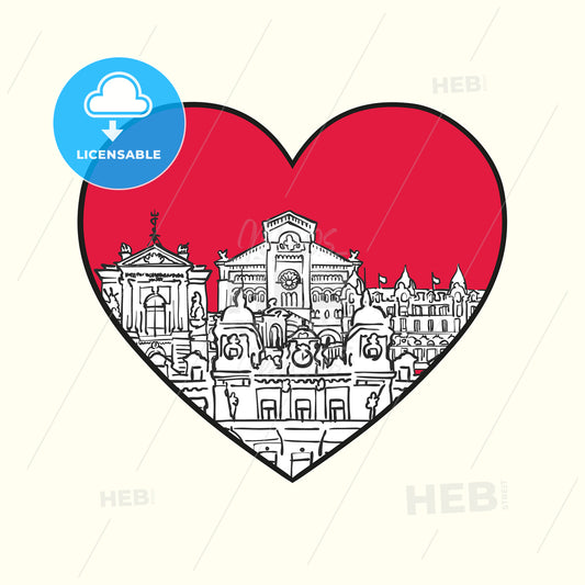 I love Monaco. Red heart and famous buildings – instant download