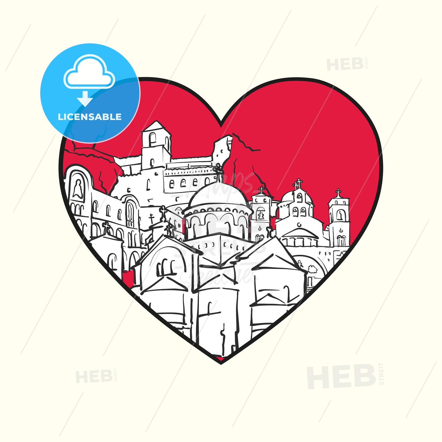I love Podgorica. Red heart and famous buildings – instant download