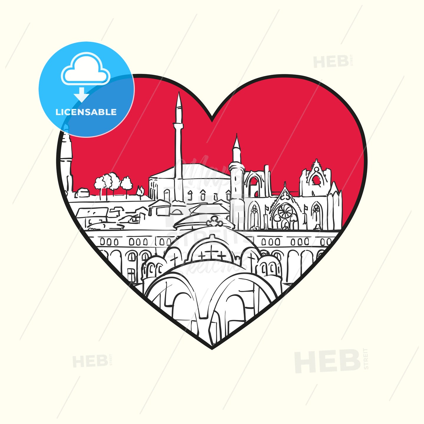 I love Skopje. Red heart and famous buildings – instant download