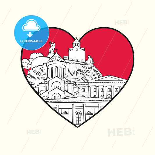 I love Tbilisi. Red heart and famous buildings – instant download