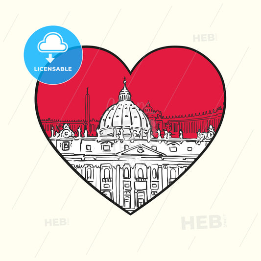 I love Vatican. Red heart and famous buildings – instant download