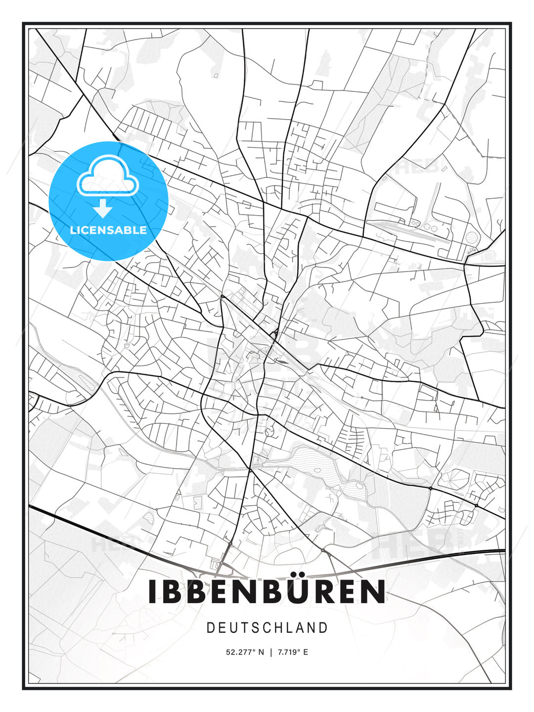 IBBENBÜREN / Ibbenburen, Germany, Modern Print Template in Various Formats - HEBSTREITS Sketches