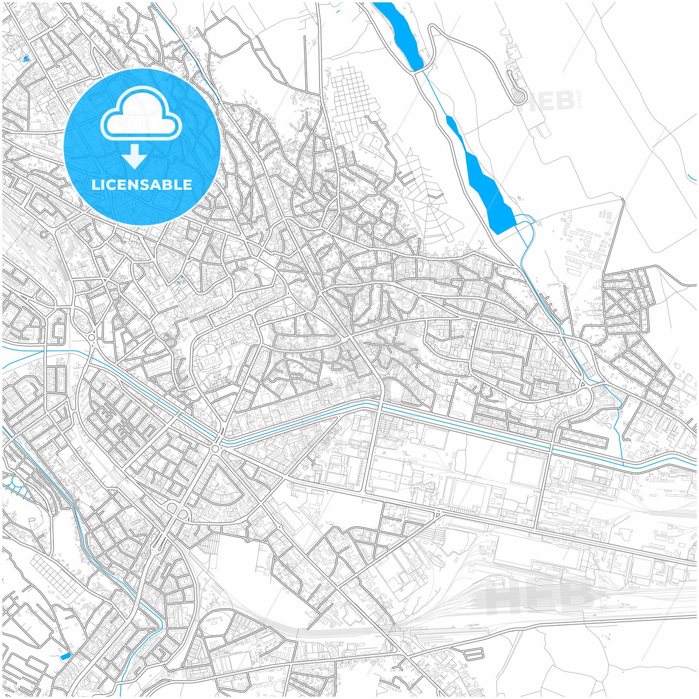 Iași, Iași, Romania, city map with high quality roads.