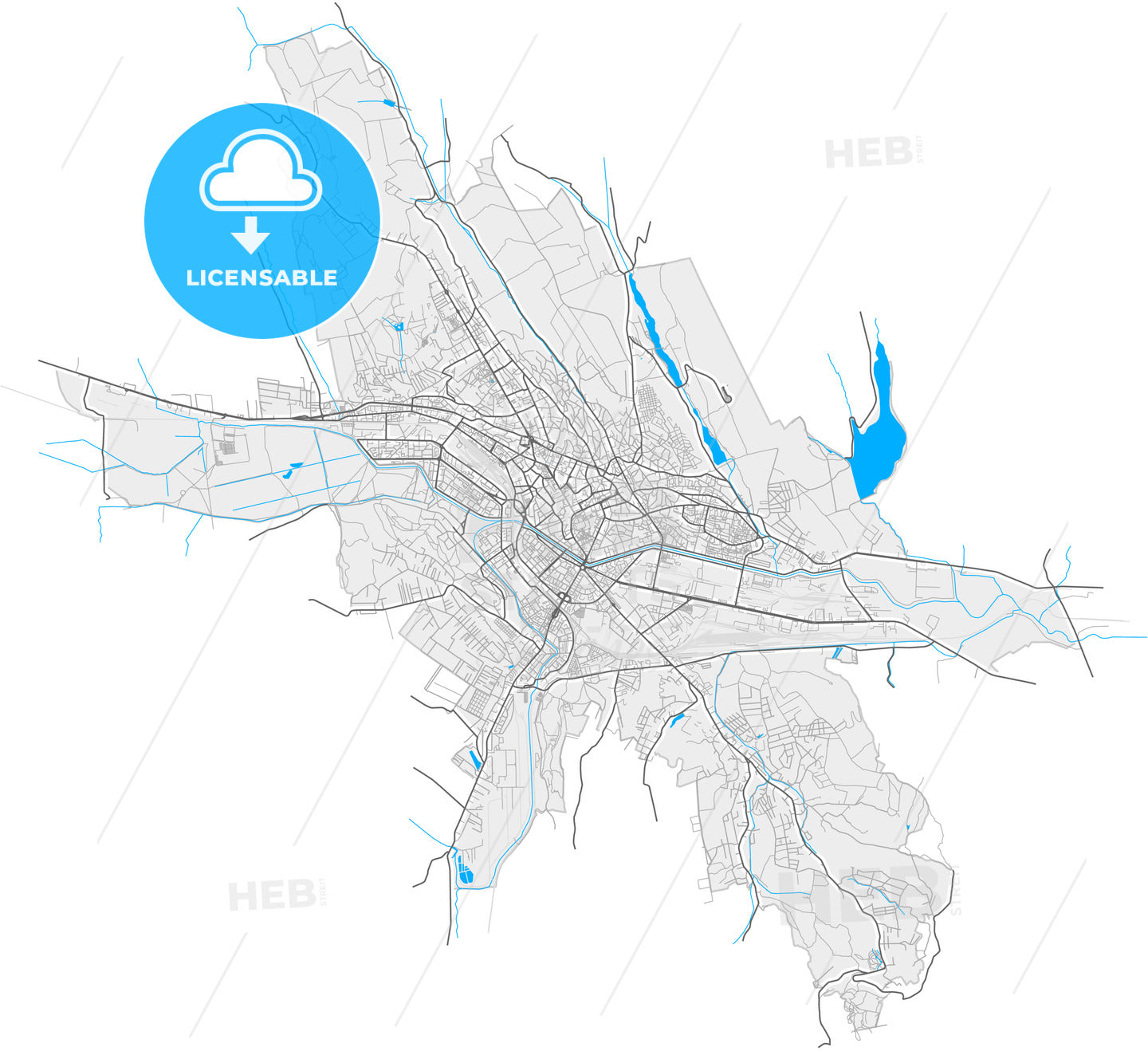 Iași, Iași, Romania, high quality vector map