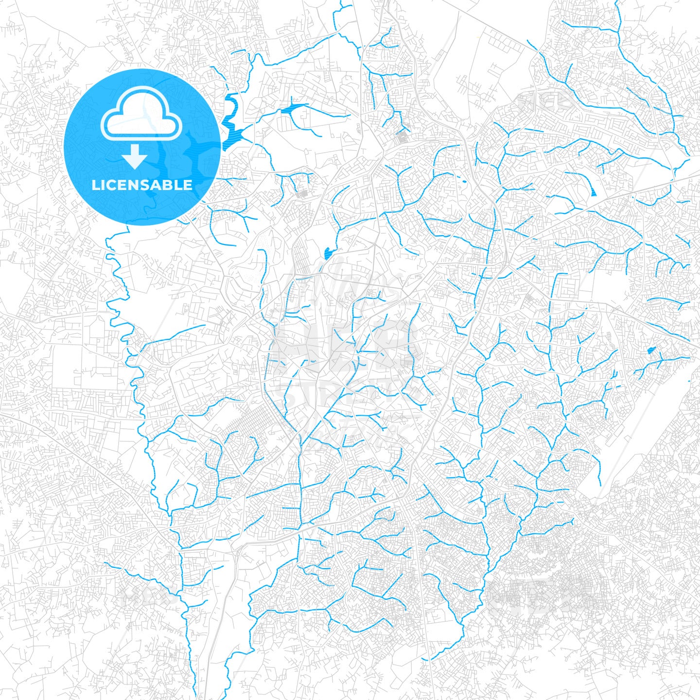 Ibadan, Nigeria PDF vector map with water in focus