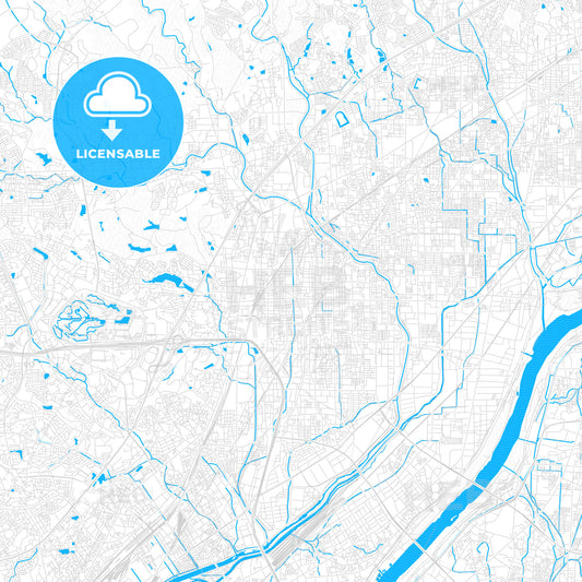 Ibaraki, Japan PDF vector map with water in focus