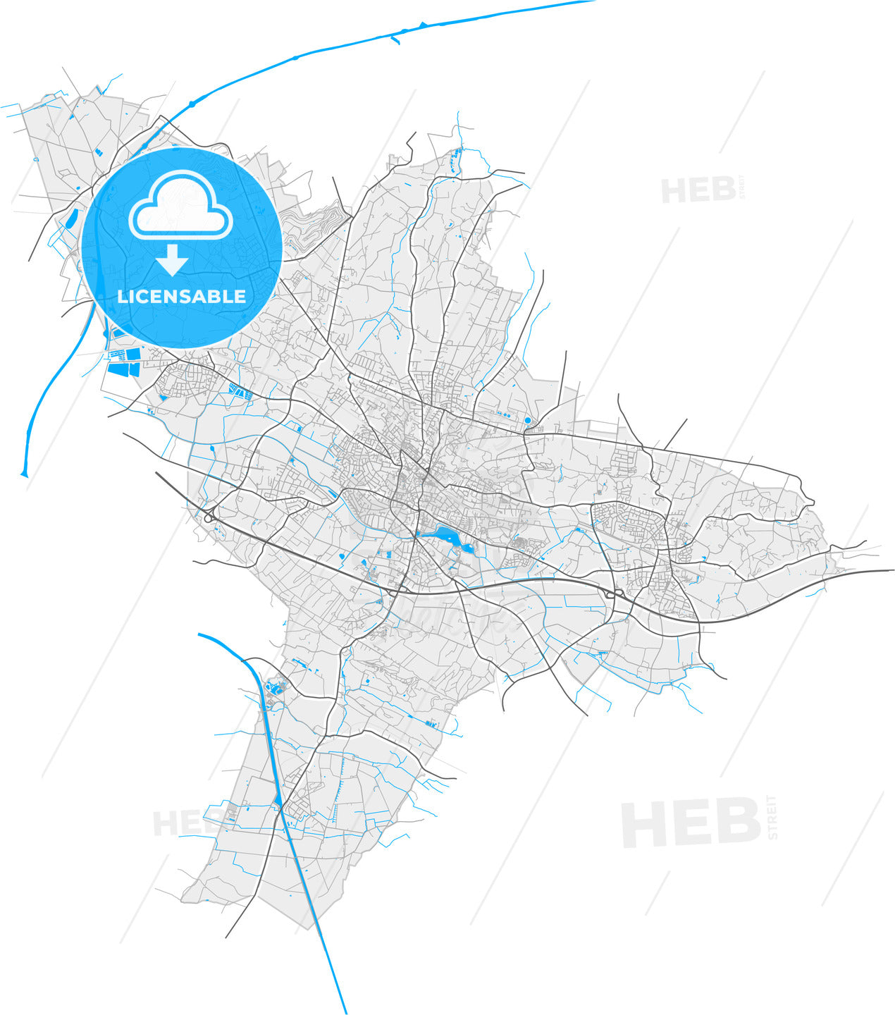 Ibbenburen, North Rhine-Westphalia, Germany, high quality vector map