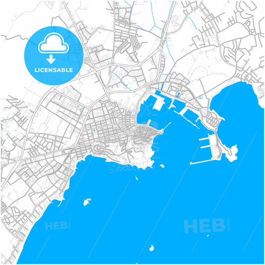 Ibiza Town, Balearic Islands, Spain, city map with high quality roads.