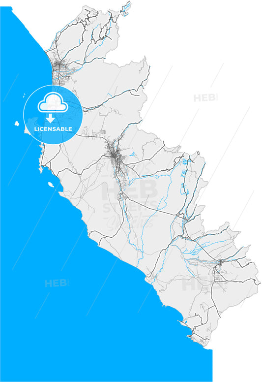 Ica, Peru, high quality vector map