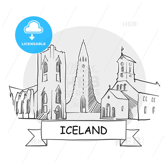 Iceland hand-drawn urban vector sign – instant download