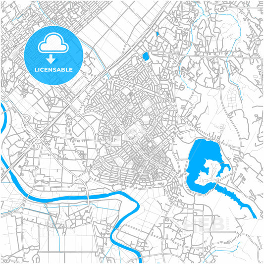 Ichihara, Chiba, Japan, city map with high quality roads.