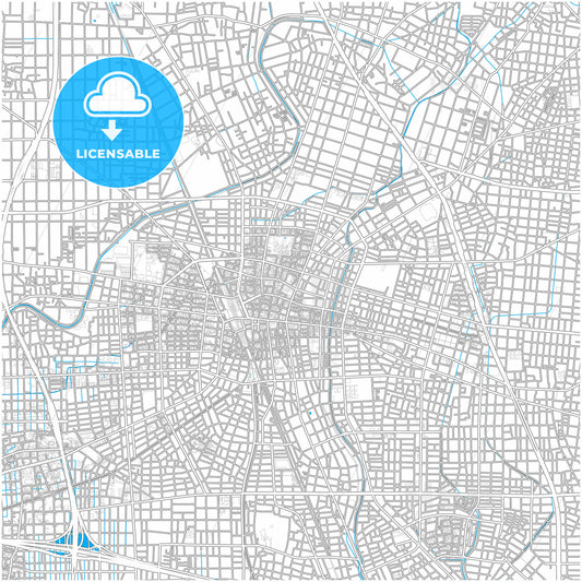 Ichinomiya, Aichi, Japan, city map with high quality roads.