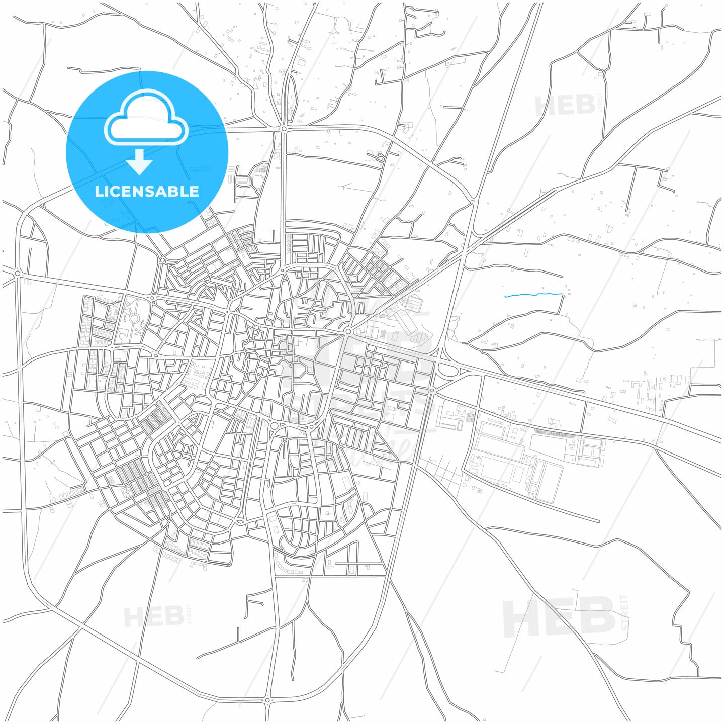 Idlib, Syria, city map with high quality roads.