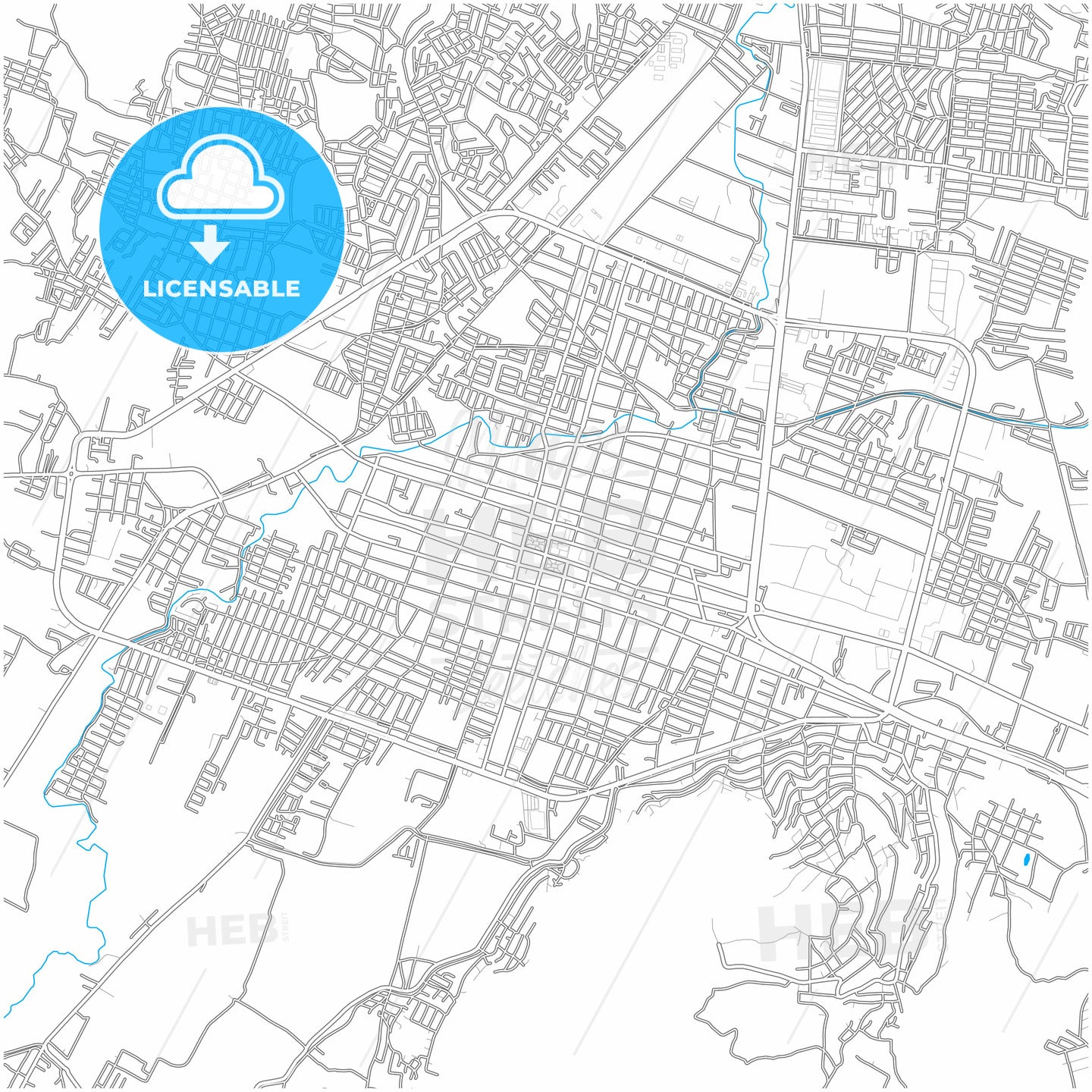 Iguala, Guerrero, Mexico, city map with high quality roads.