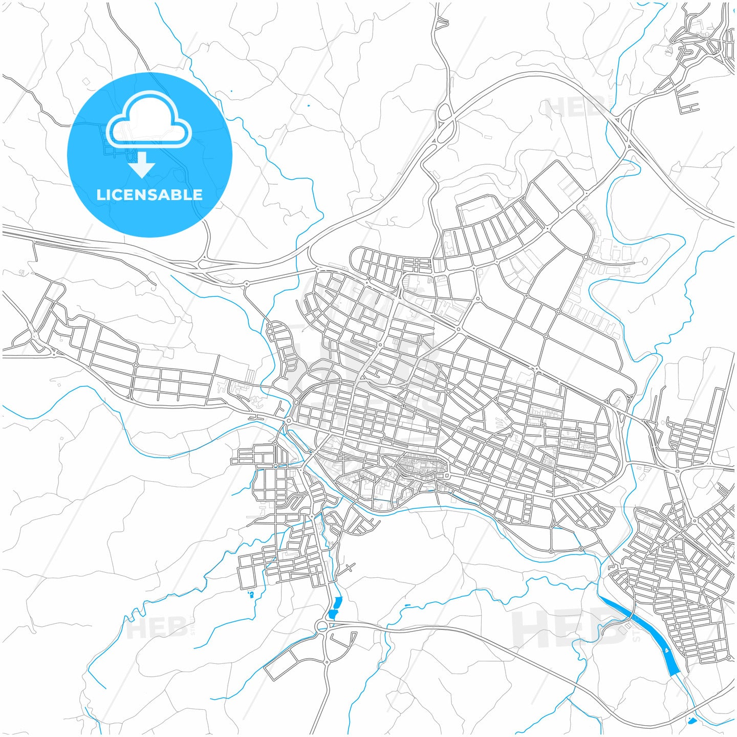 Igualada, Barcelona, Spain, city map with high quality roads.