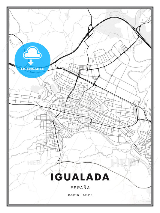 Igualada, Spain, Modern Print Template in Various Formats - HEBSTREITS Sketches