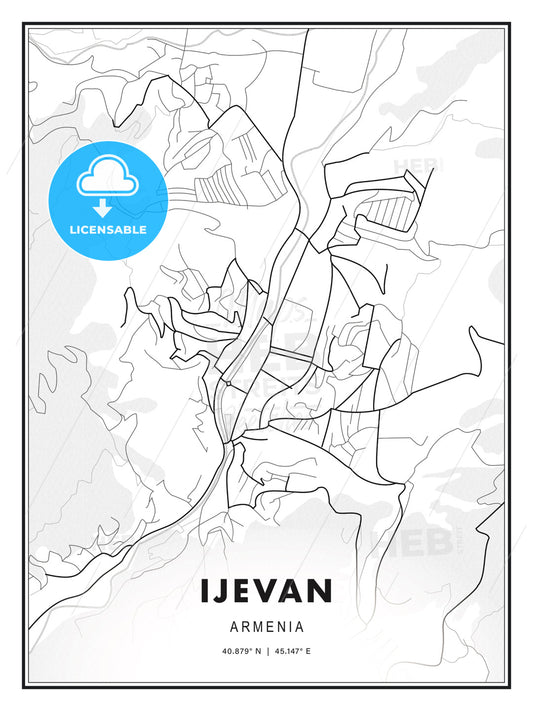 Ijevan, Armenia, Modern Print Template in Various Formats - HEBSTREITS Sketches