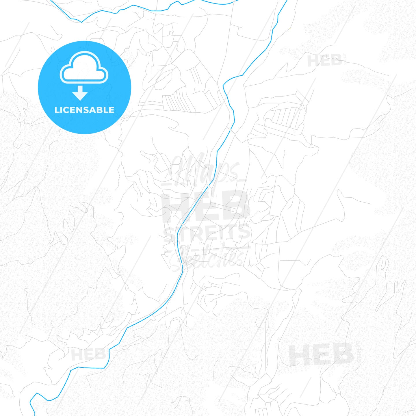 Ijevan, Armenia PDF vector map with water in focus
