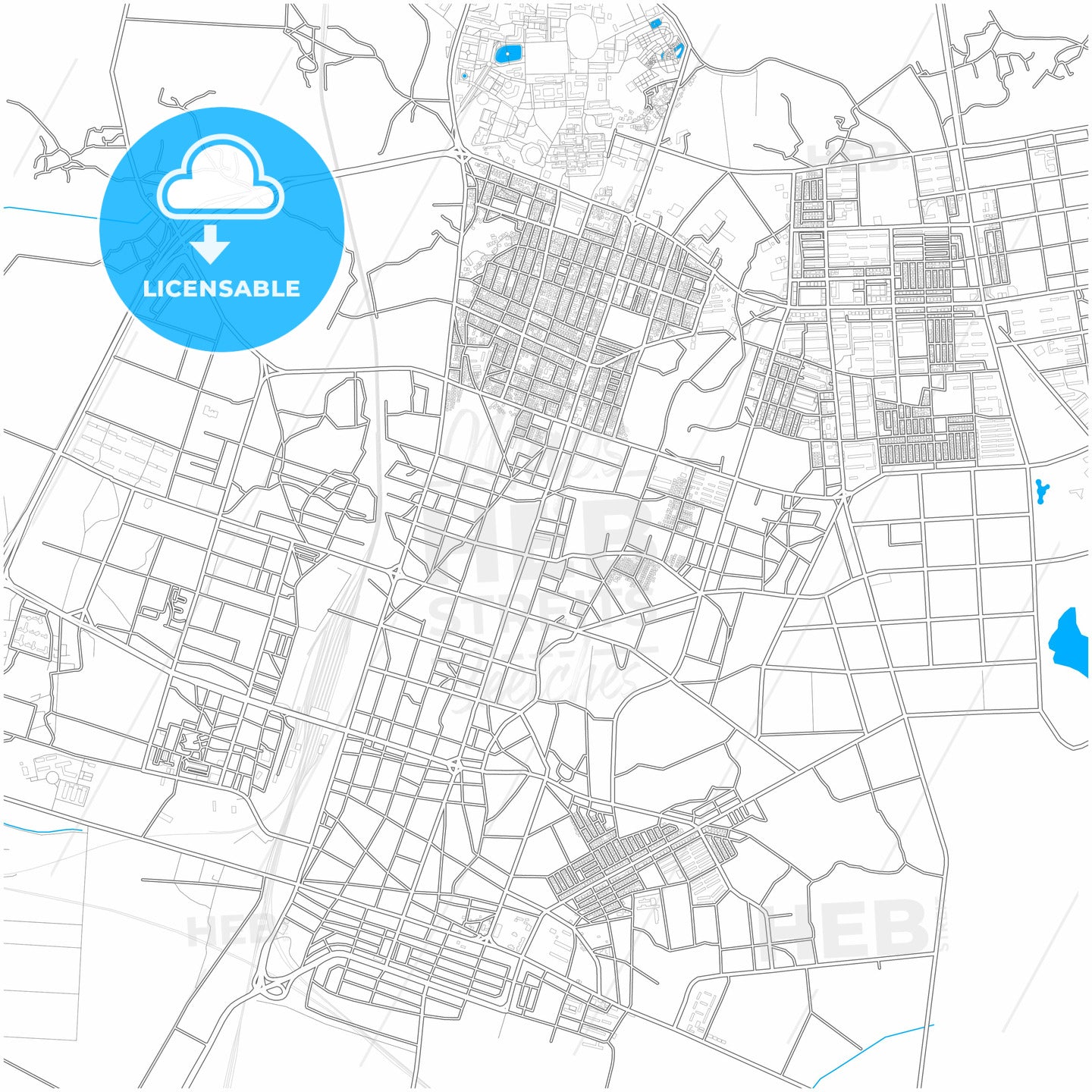 Iksan, North Jeolla, South Korea, city map with high quality roads.