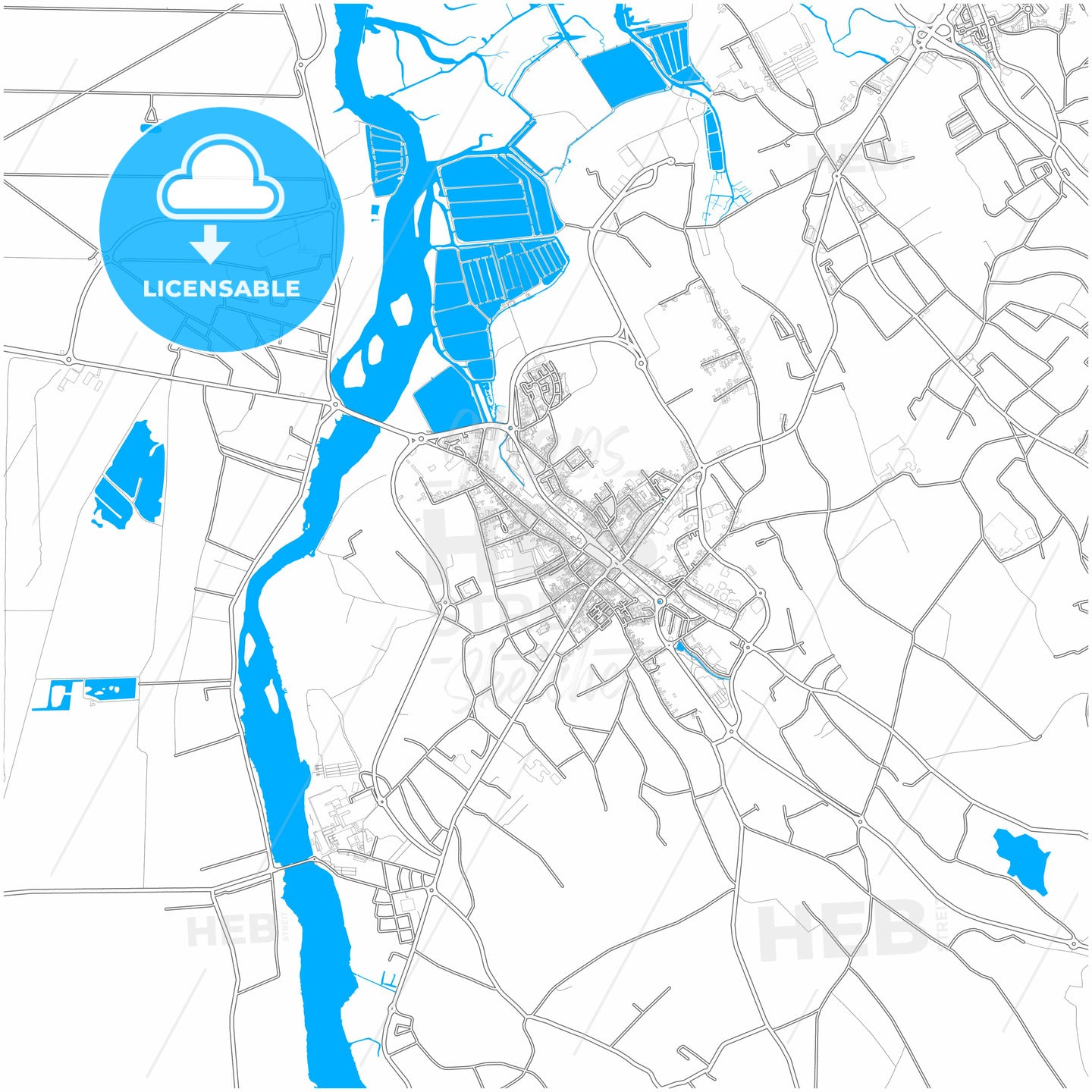 Ílhavo, Aveiro, Portugal, city map with high quality roads.