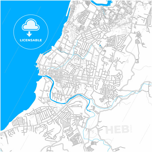 Iligan, Lanao del Norte, Philippines, city map with high quality roads.