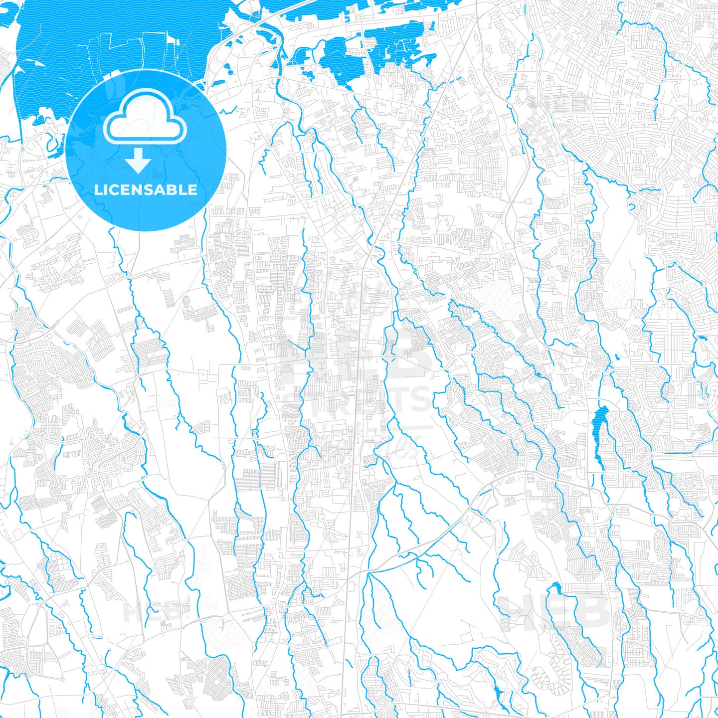 Imus, Philippines PDF vector map with water in focus