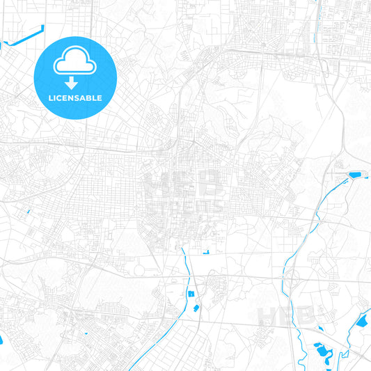 Incheon, South Korea PDF vector map with water in focus